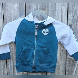 Timberland | Baby Size 18 Months Green Grey Spellout Arm Full Zip Jacket